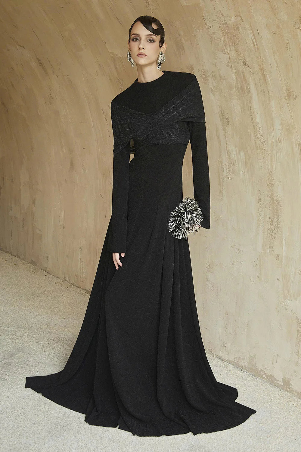 Delphi II High Neck Draped Maxi Dress