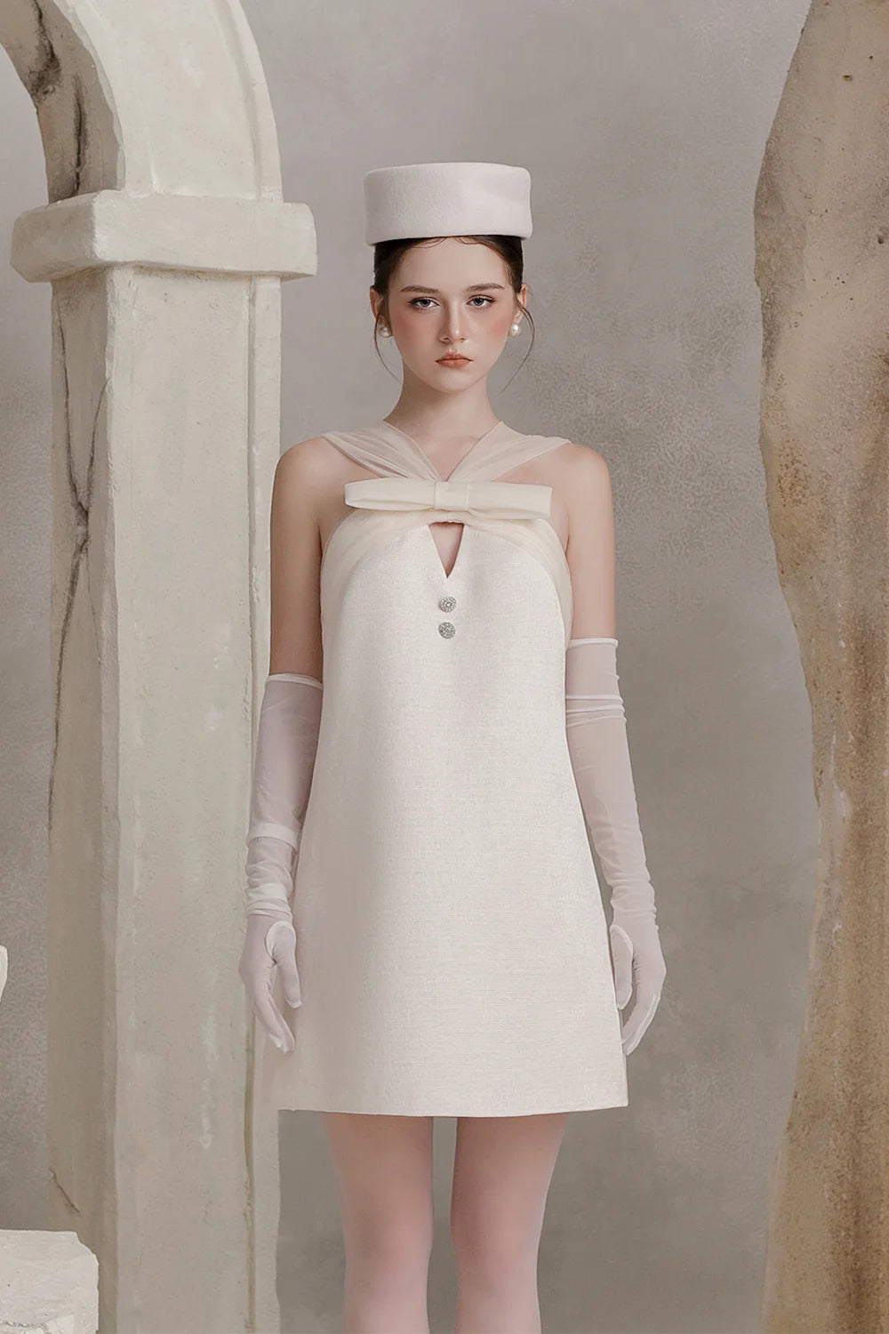 Mina Crossover Ribbon Mini Dress