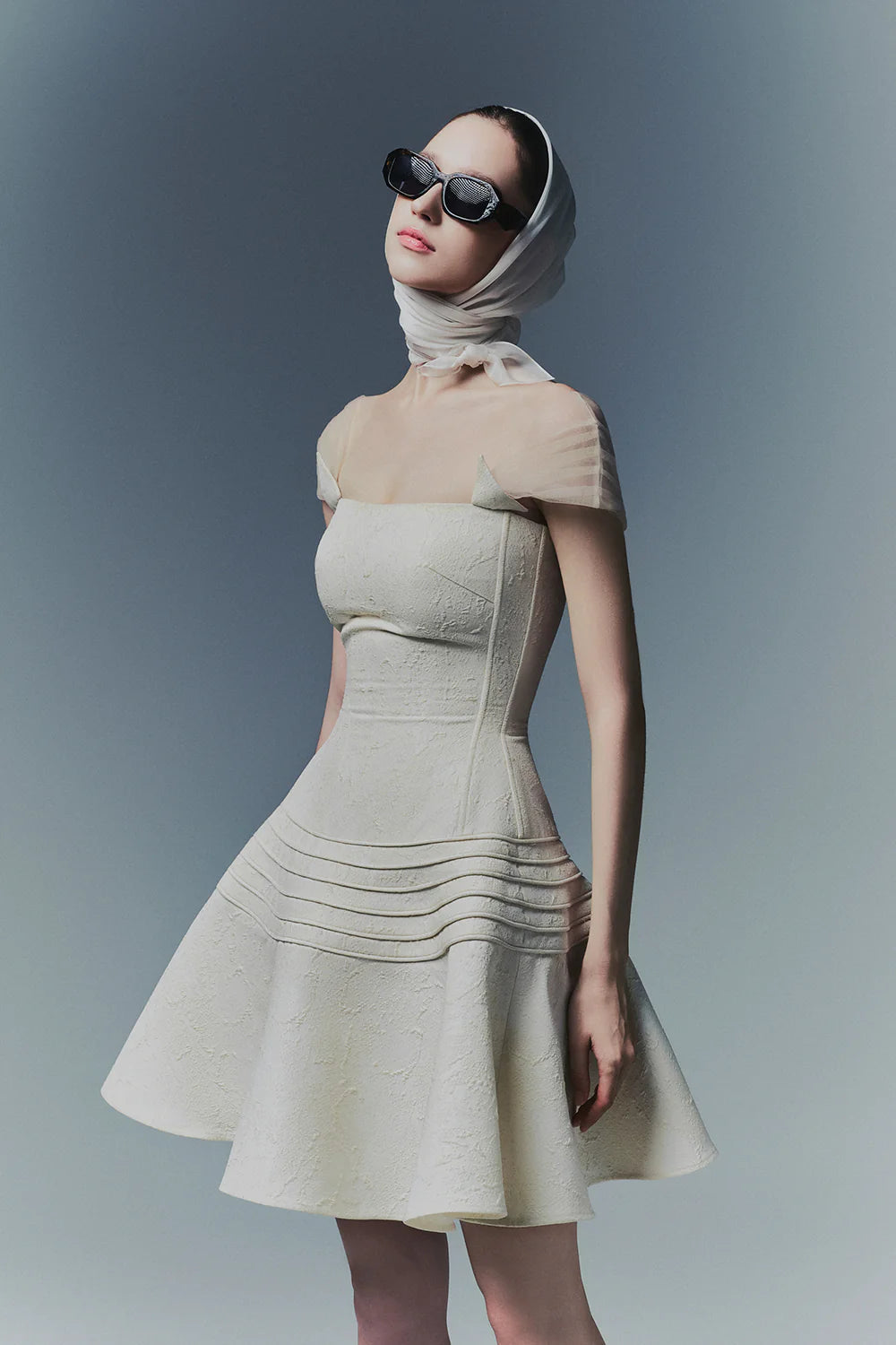 Haisley Square Neck Pleated Mini Dress