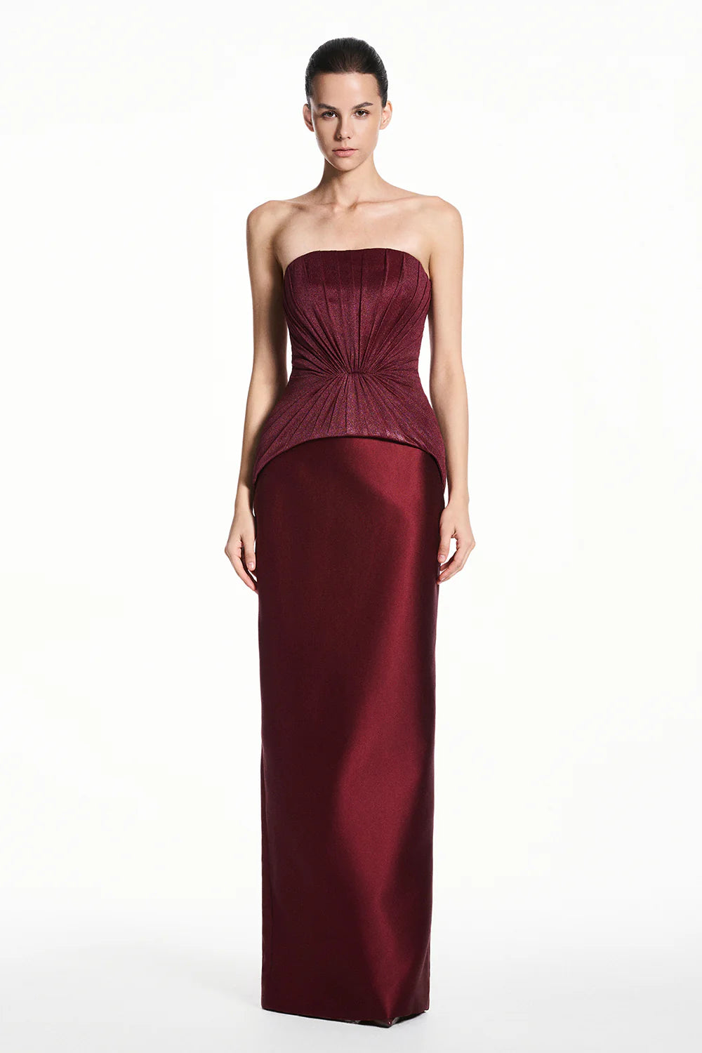 Alba Asymmetric Sleeve Draped Maxi Dress