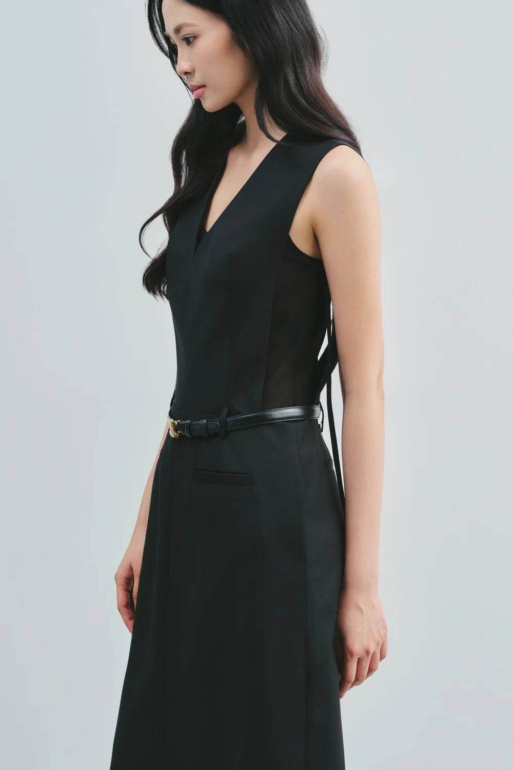 Hestia V-Neck Twill Maxi Dress