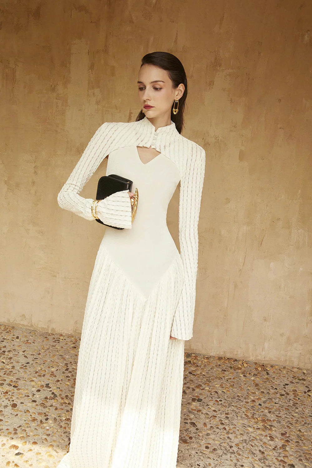 Prudence Keyhole Neck Knitted Maxi Dress