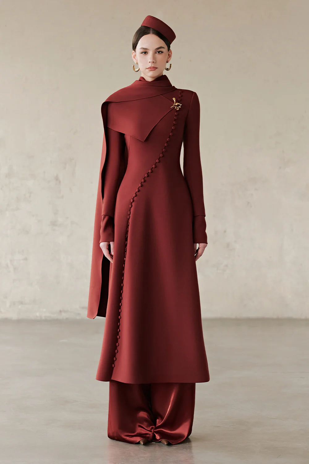 Callum Scarf Button Midi Dress