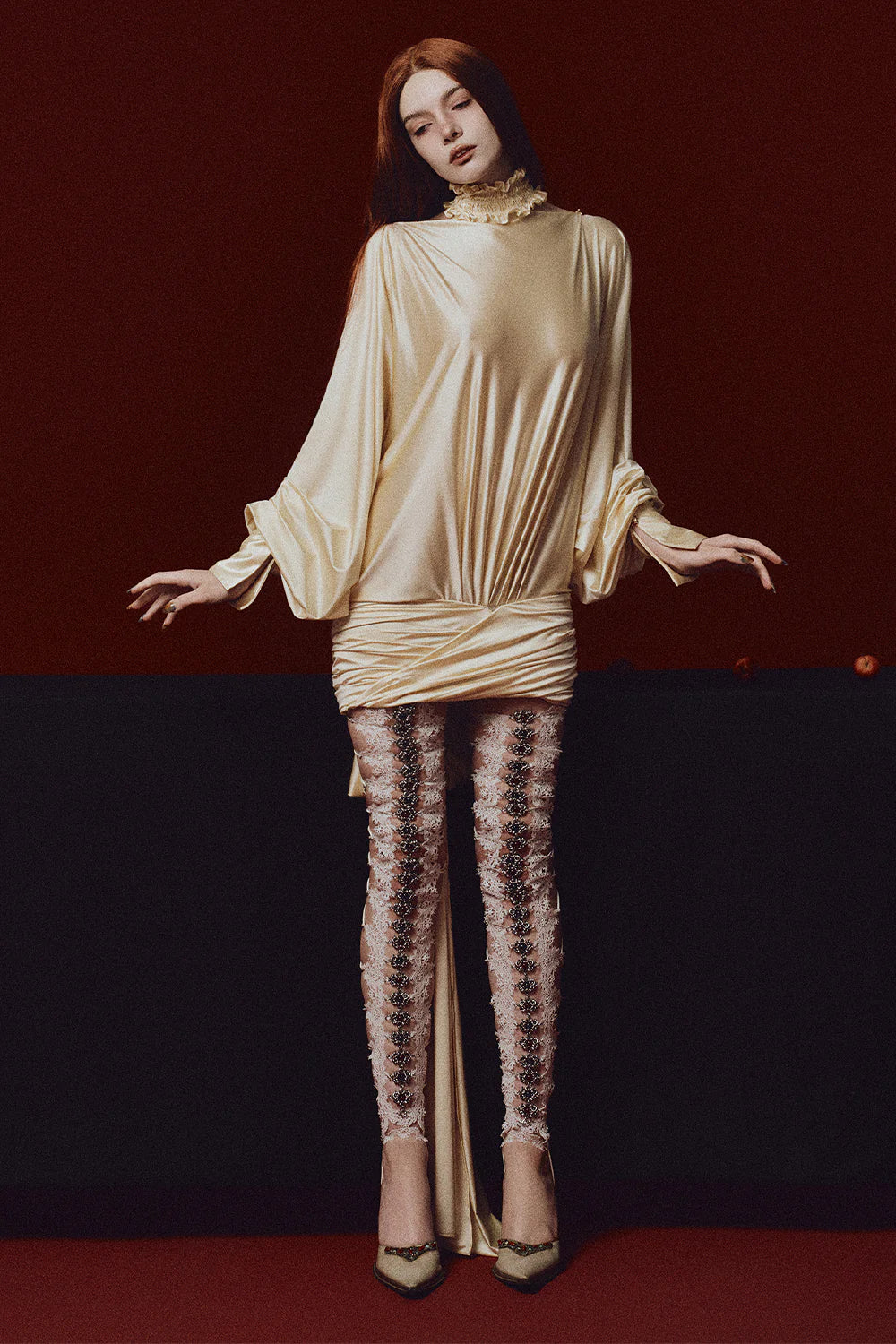 Portia Blouson Ruffle Mini Dress