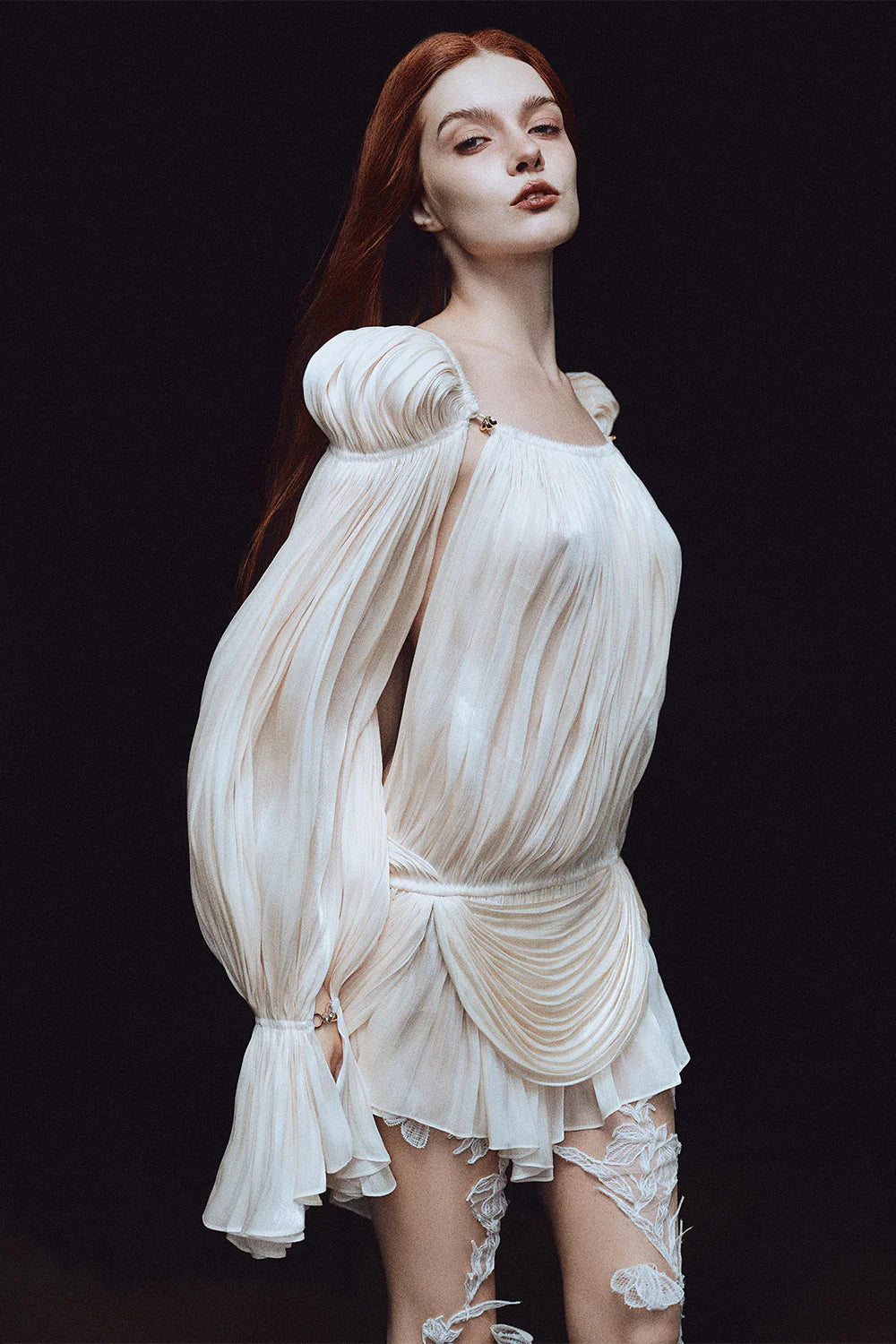 Arcadia Blouson Draped Mini Dress