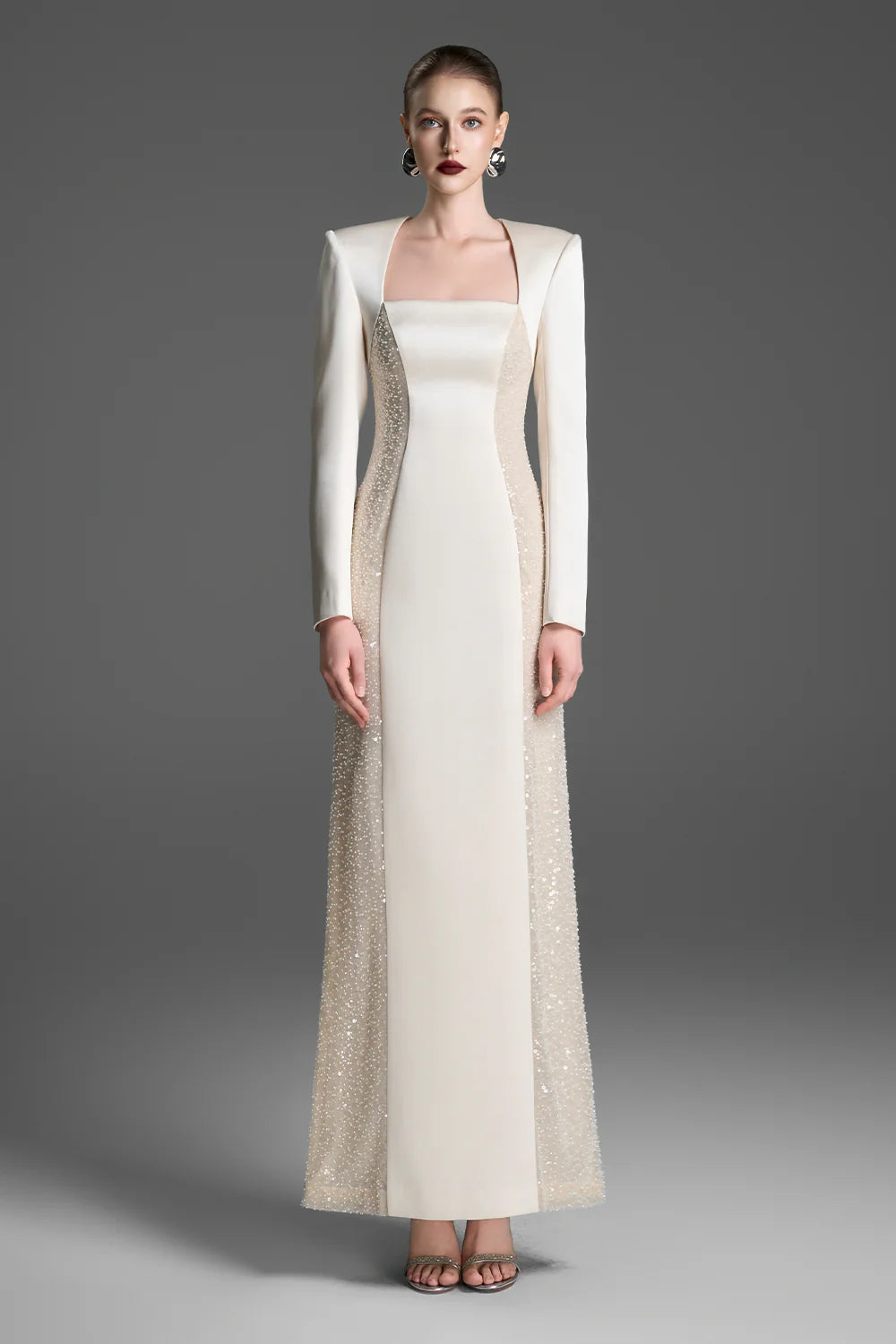 Alina Square Neck Sequin Maxi Dress