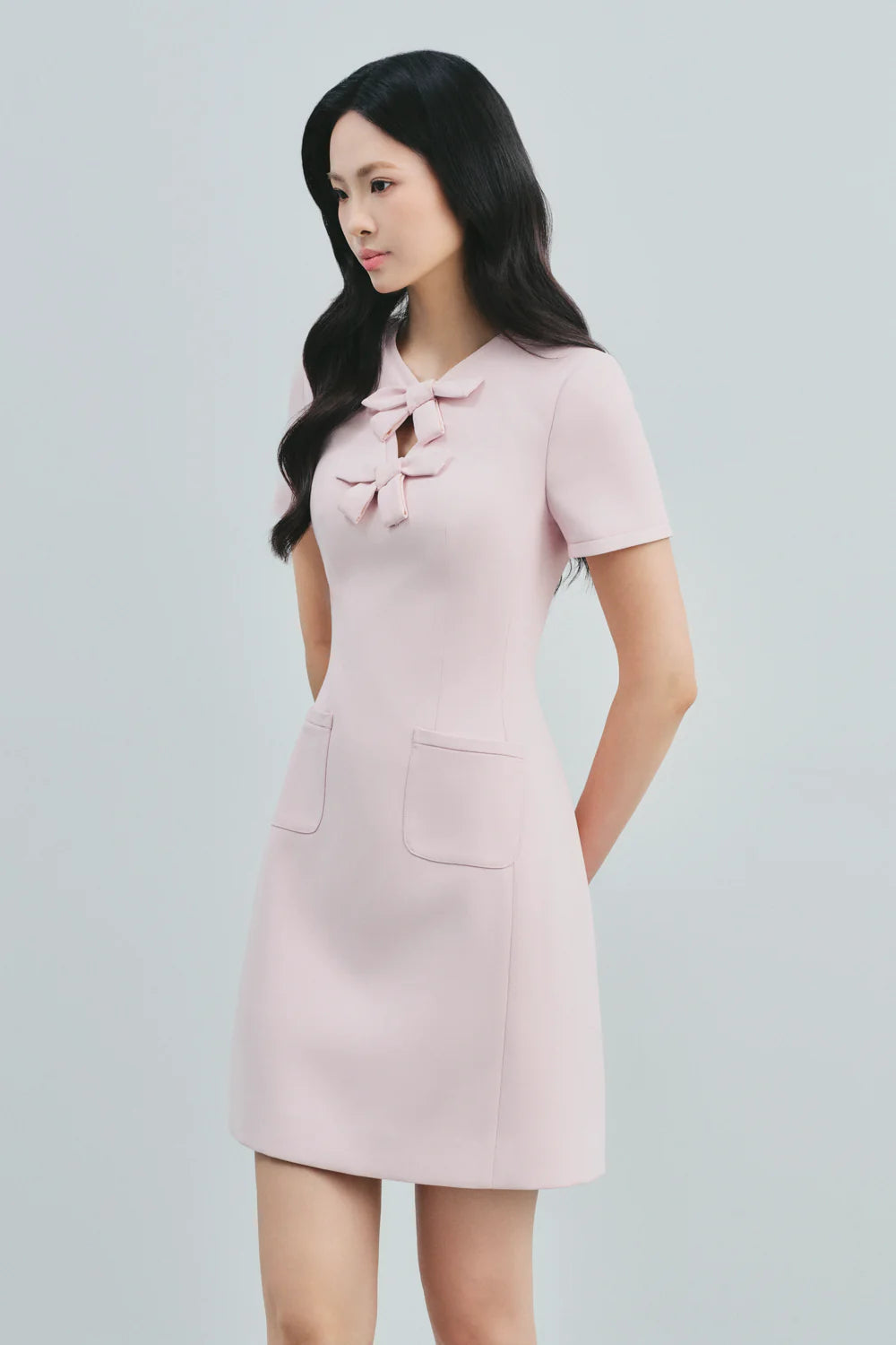 Safiyah Keyhole Ribbon Mini Dress