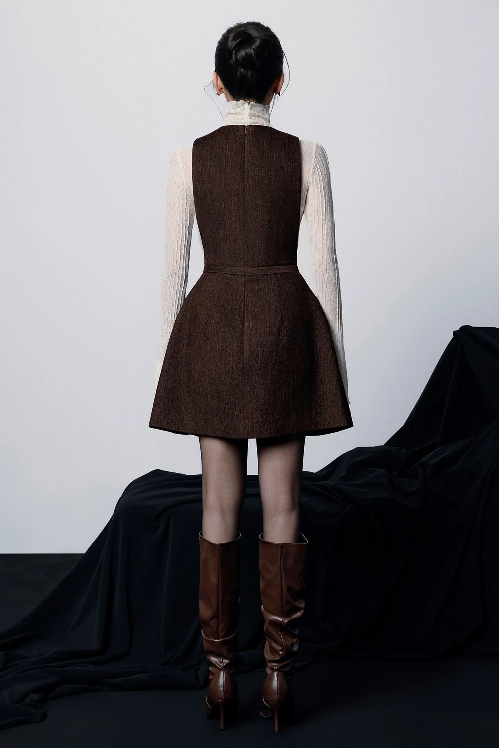 Asteria V-Neck Pleated Mini Dress