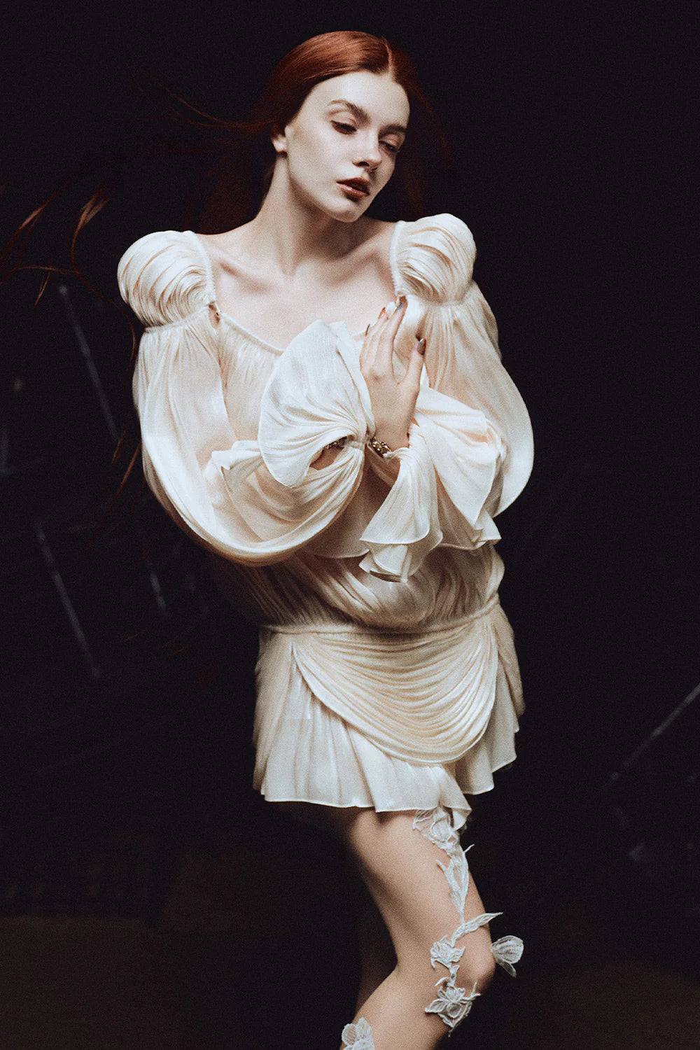 Arcadia Blouson Draped Mini Dress