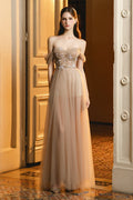 Leon A-line Off-Shoulder Mesh Maxi Dress