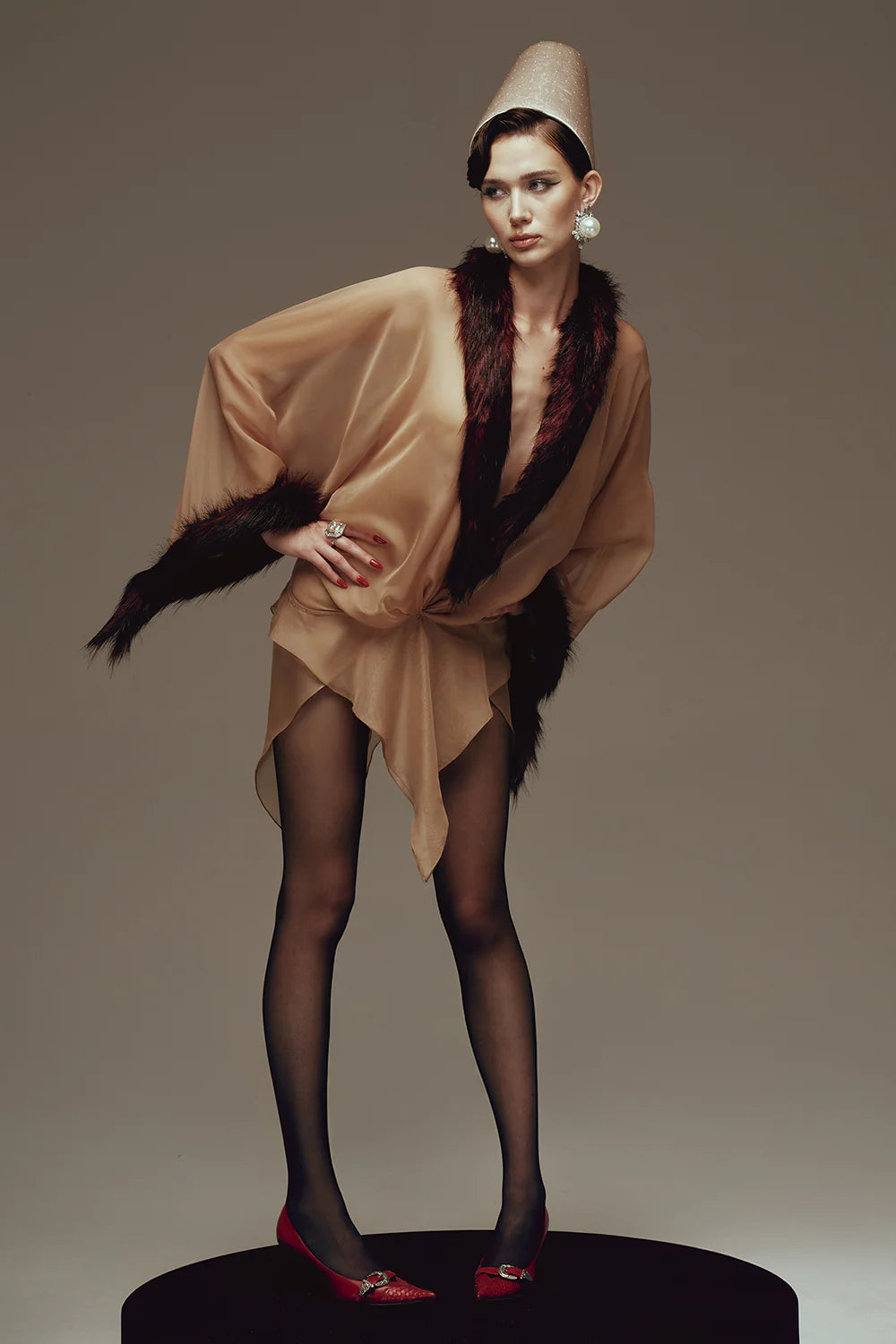 Roxanne Asymmetric Faux Fur Mini Dress