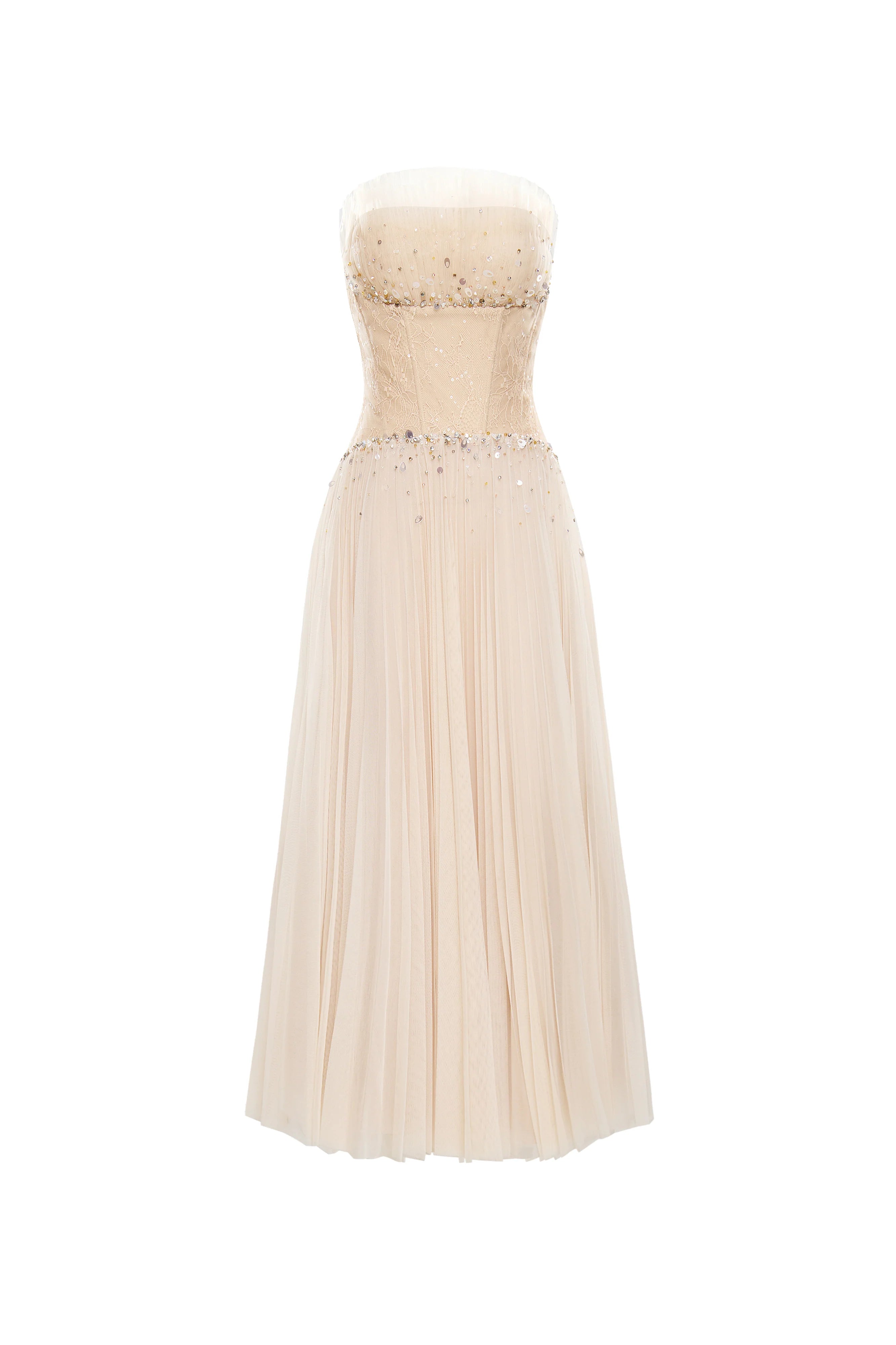 Serenya A-line Ruffled Chantilly Lace Midi Dress