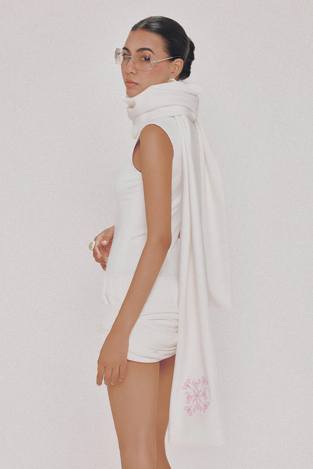 Snow Bodycon Mock Neck Cotton Mini Dress