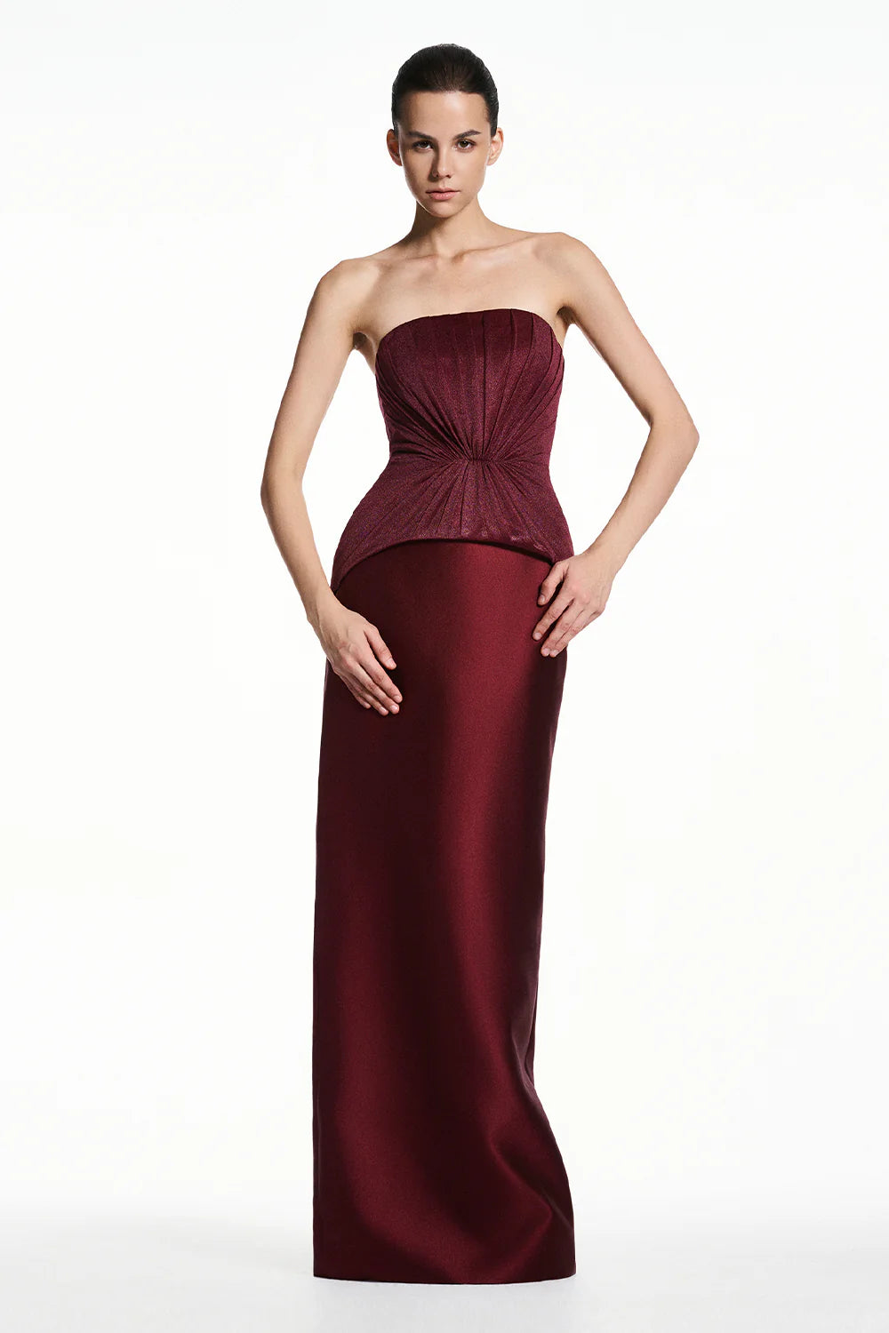 Alba Asymmetric Sleeve Draped Maxi Dress
