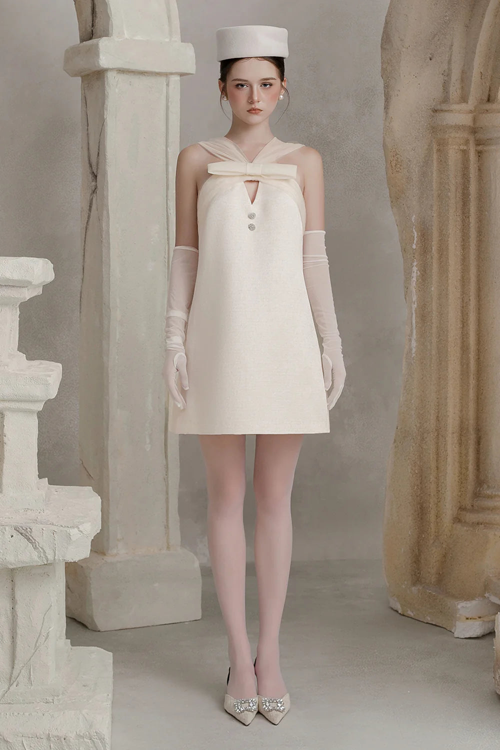 Mina Crossover Ribbon Mini Dress