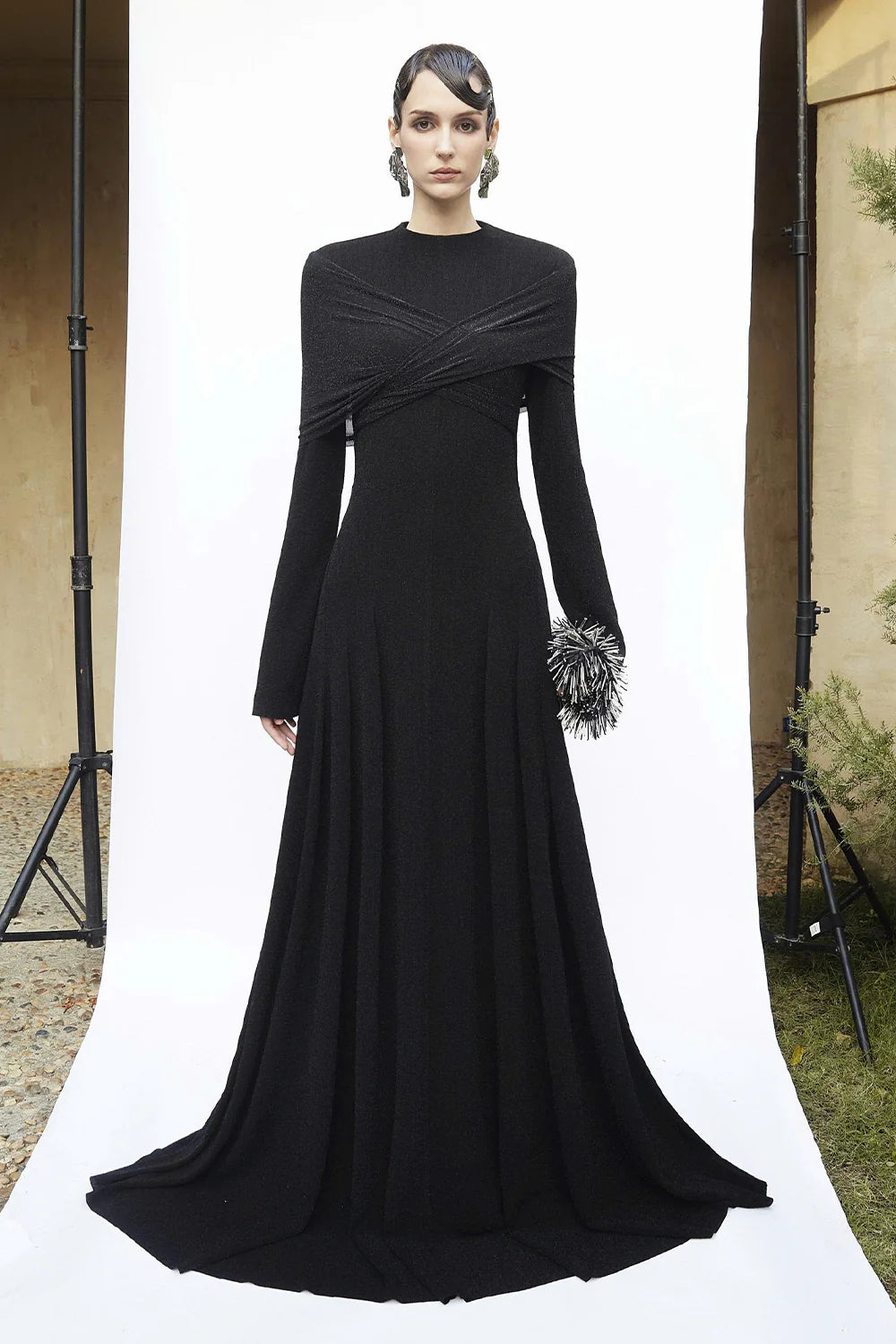 Delphi II High Neck Draped Maxi Dress