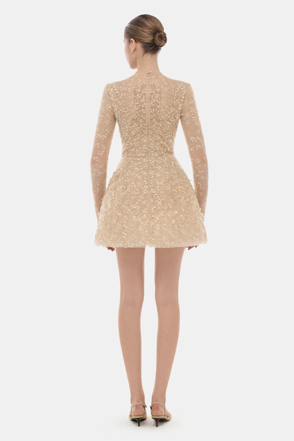 Isabeau High Neck Embroidery Mini Dress