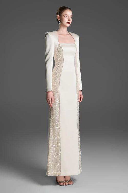 Alina Square Neck Sequin Maxi Dress