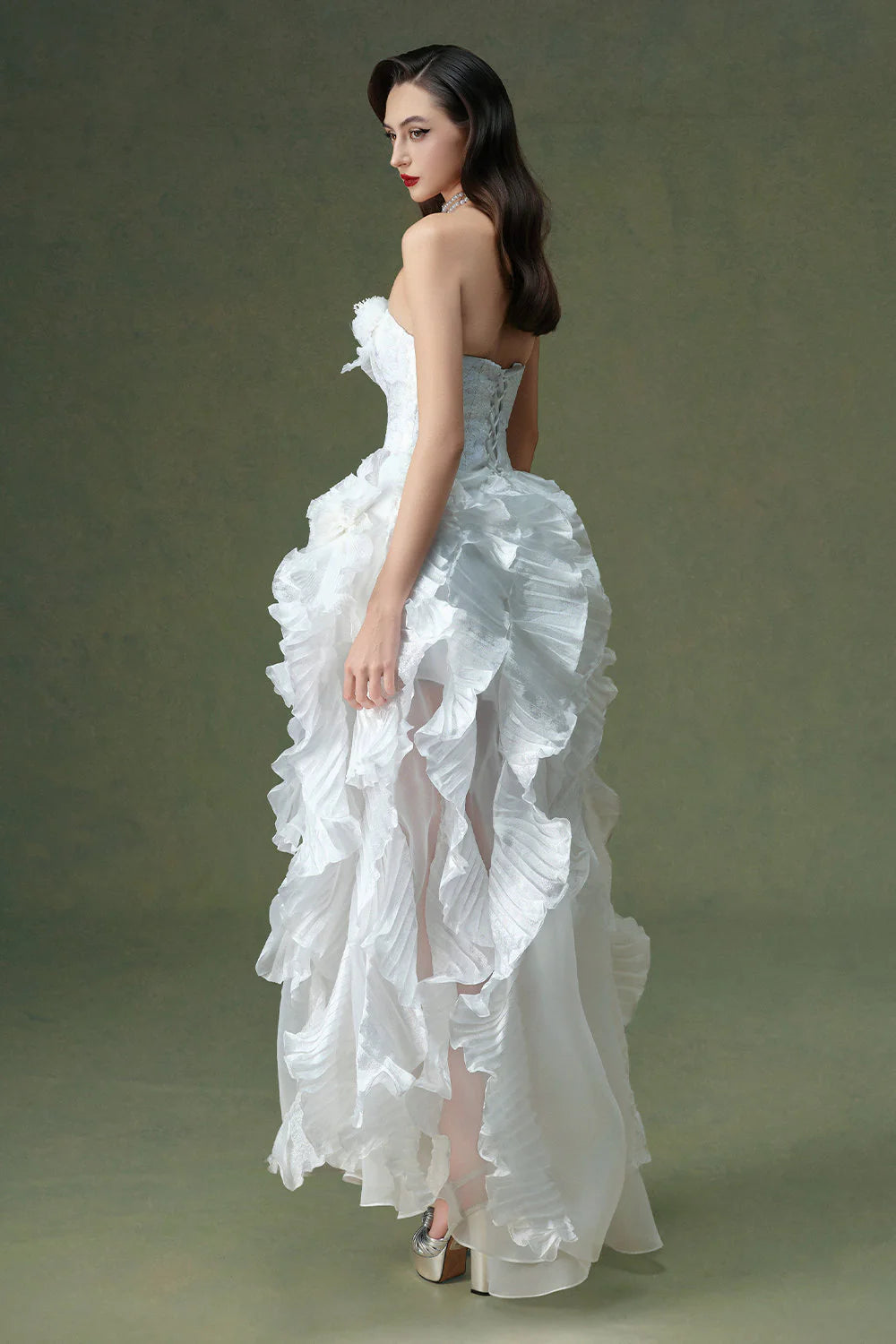 Everbloom Asymmetric Ruffle Maxi Dress