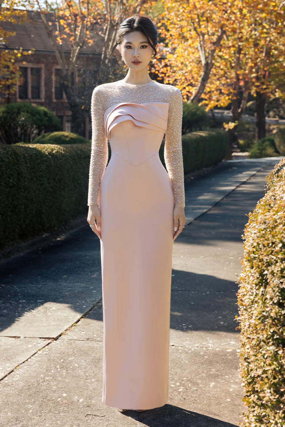 Luretta Sheath Draped Maxi Dress