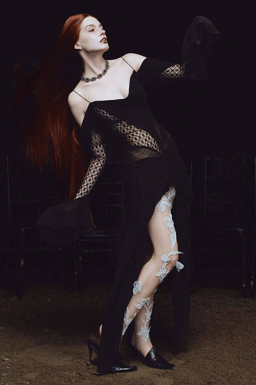 Hecate Cold Shoulder Sleeve Lace Mini Dress