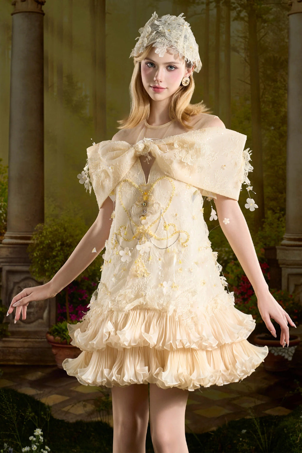 Vivian Babydoll Ribbon Mini Dress