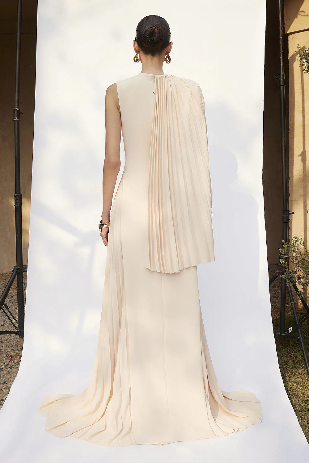 Clementine Sheath Pleated Maxi Dress