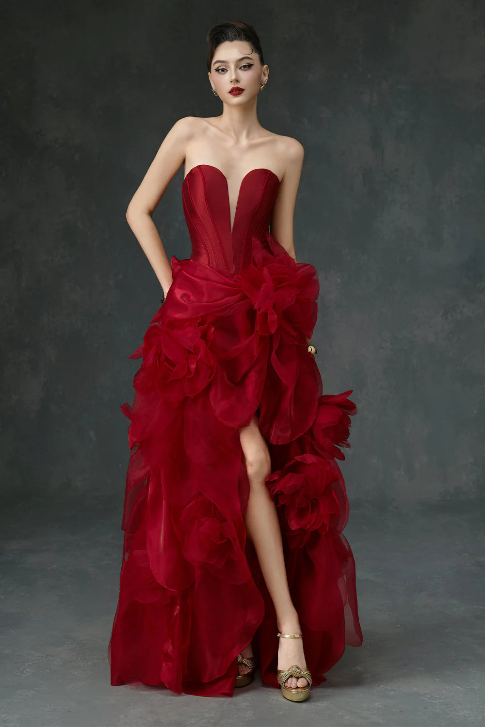 Kaela Ball Gown Applique Maxi Dress