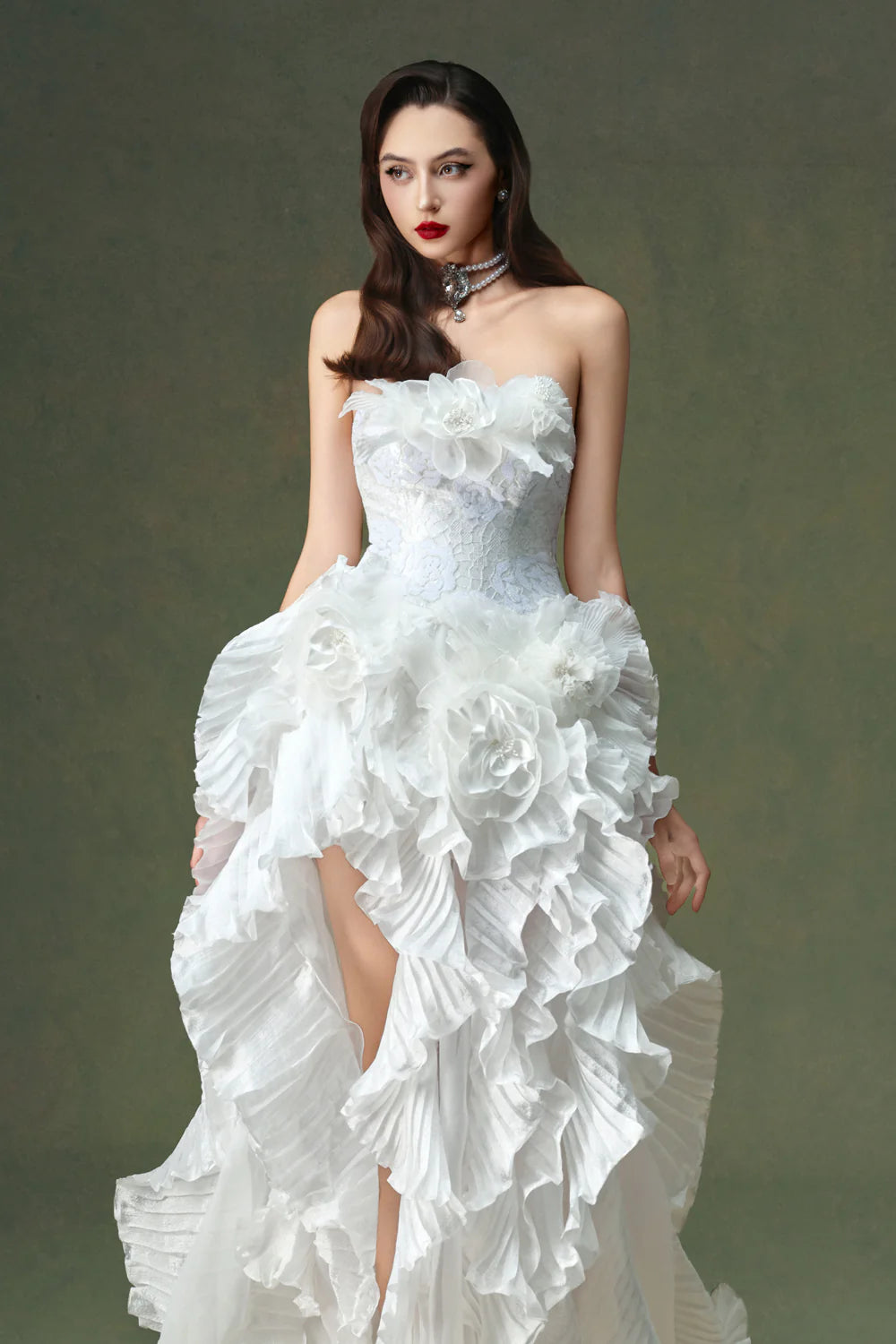 Everbloom Asymmetric Ruffle Maxi Dress