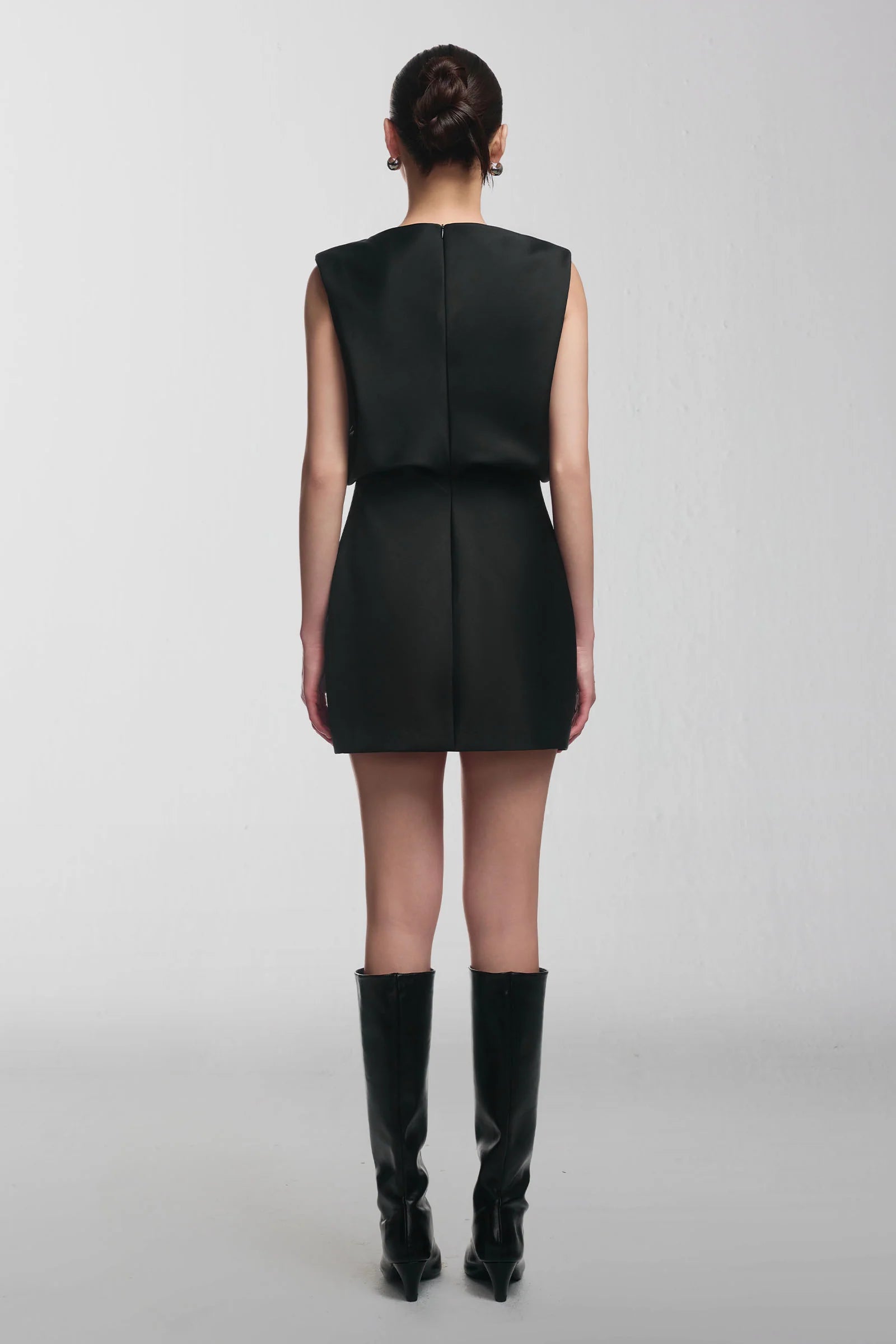 Ethra Boat Neck Draped Mini Dress