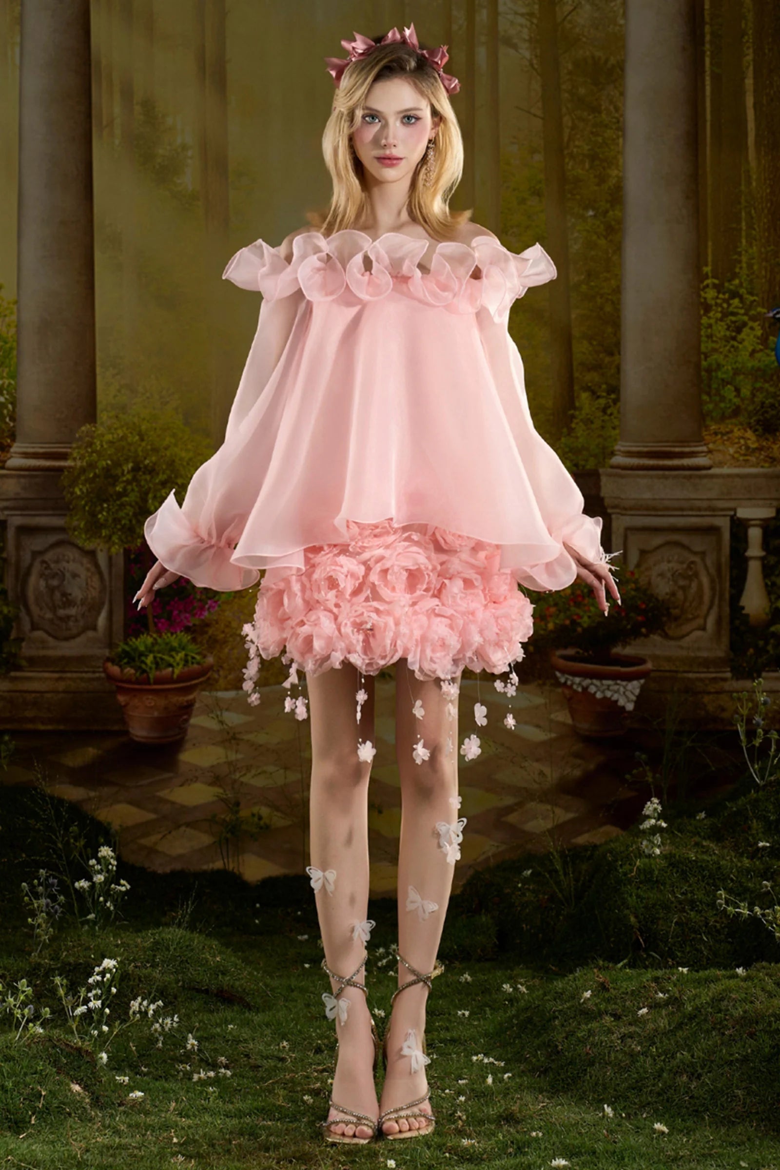 Sophie Babydoll Applique Mini Dress