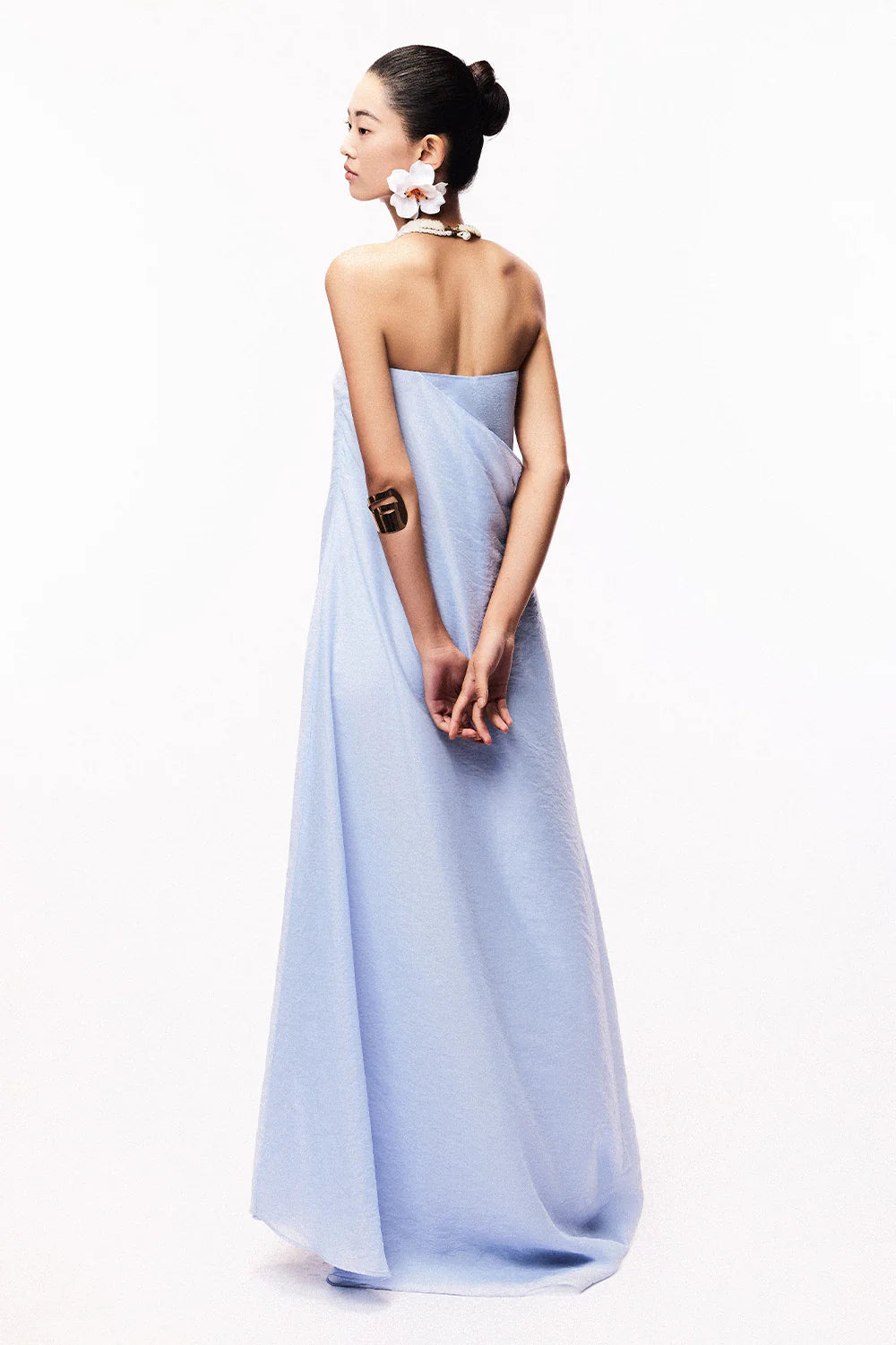 Alexa A-line Draped Chiffon Maxi Dress