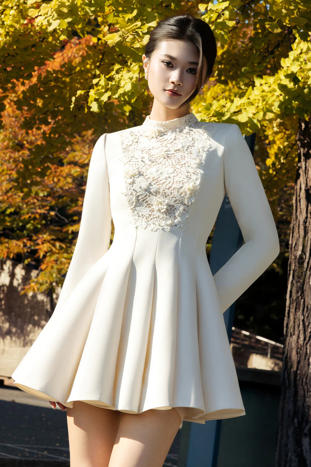 Nivora High Neck Applique Mini Dress