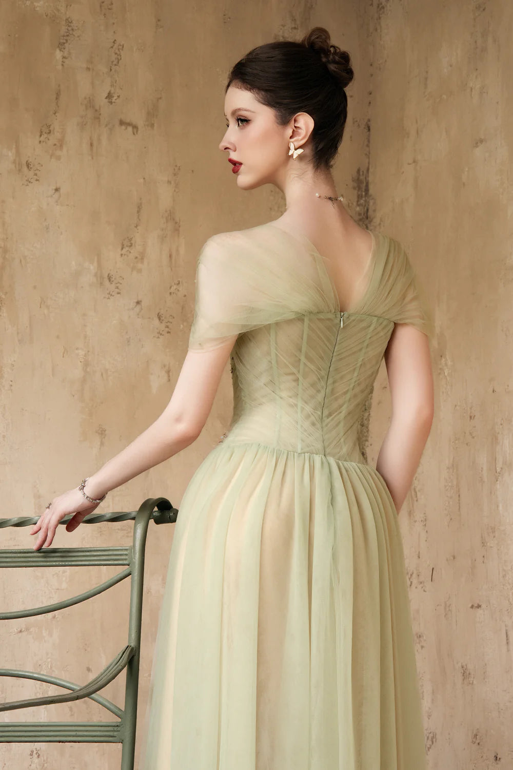 Mirelle A-line Stone Tulle Maxi Dress