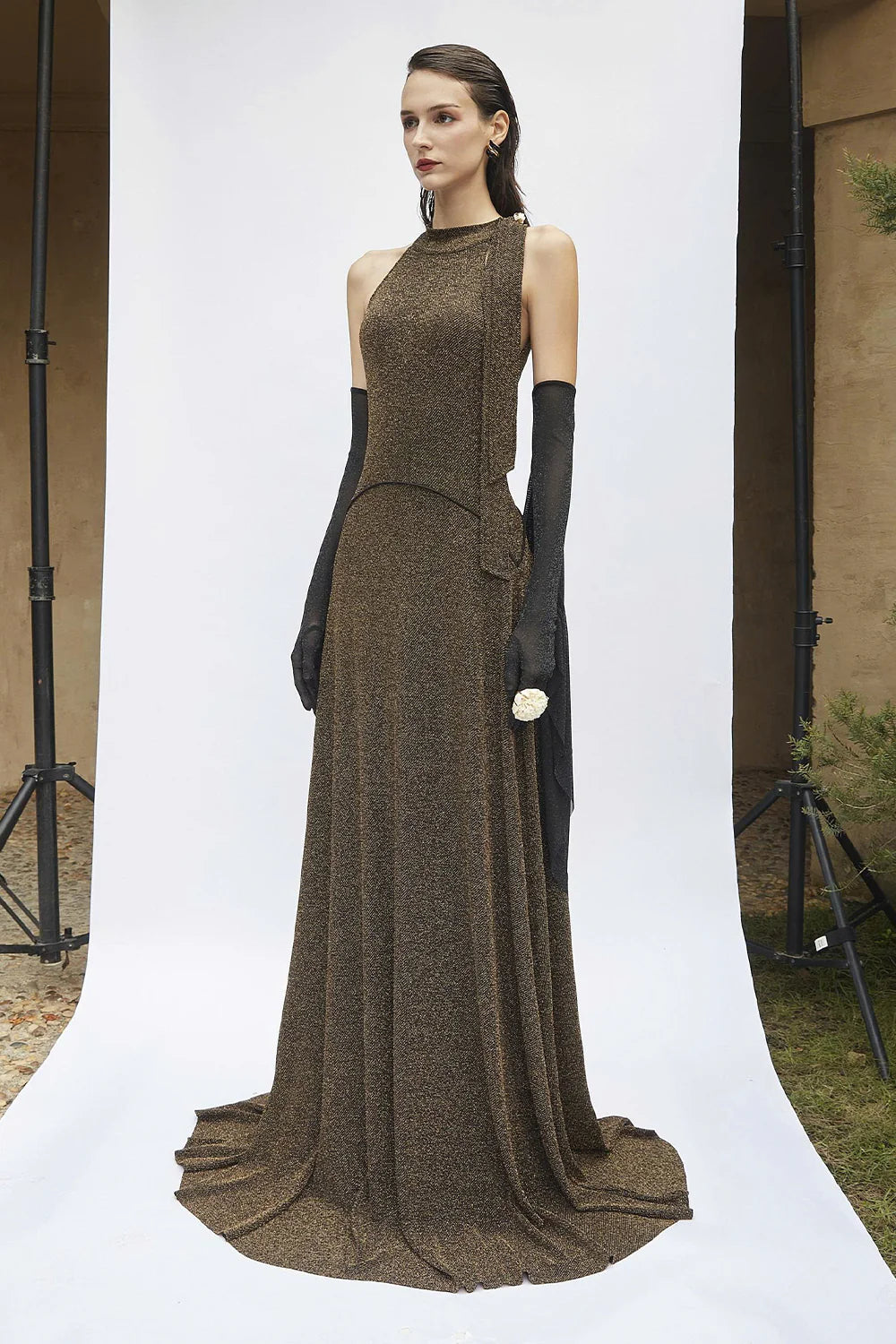 Lucinda Halter Neck Draped Maxi Dress