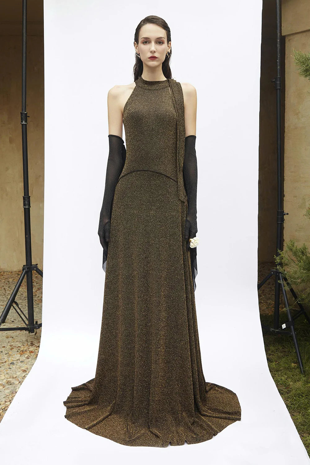 Lucinda Halter Neck Draped Maxi Dress