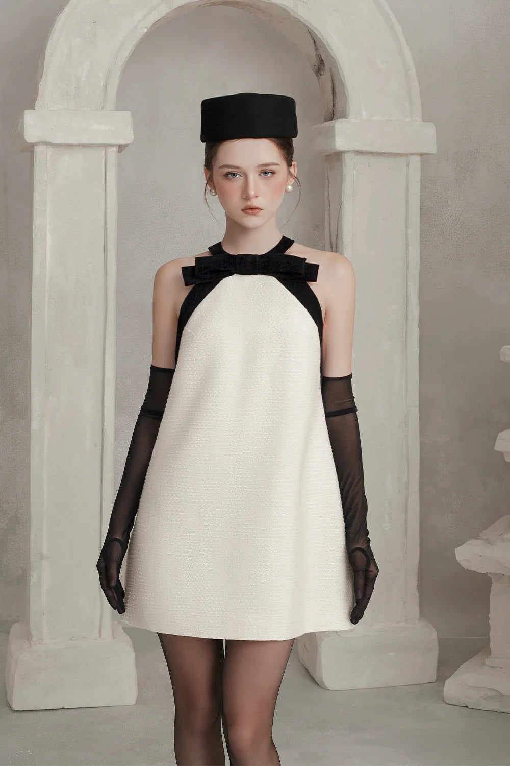 Helena Halter Ribbon Mini Dress