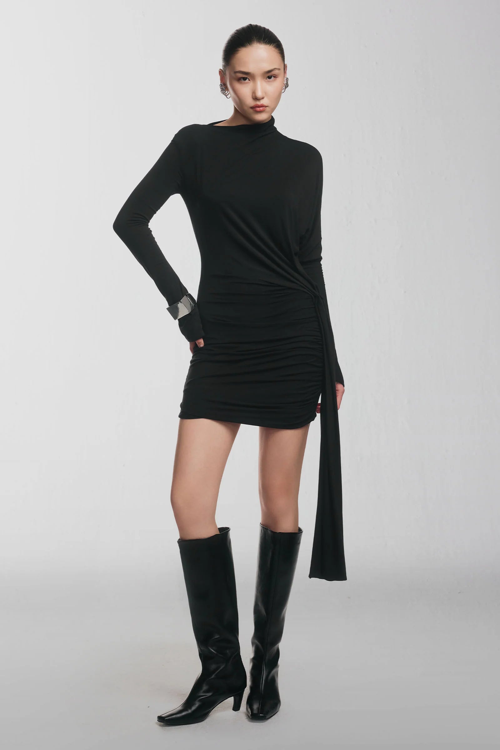 Arche Bodycon Gathering Mini Dress