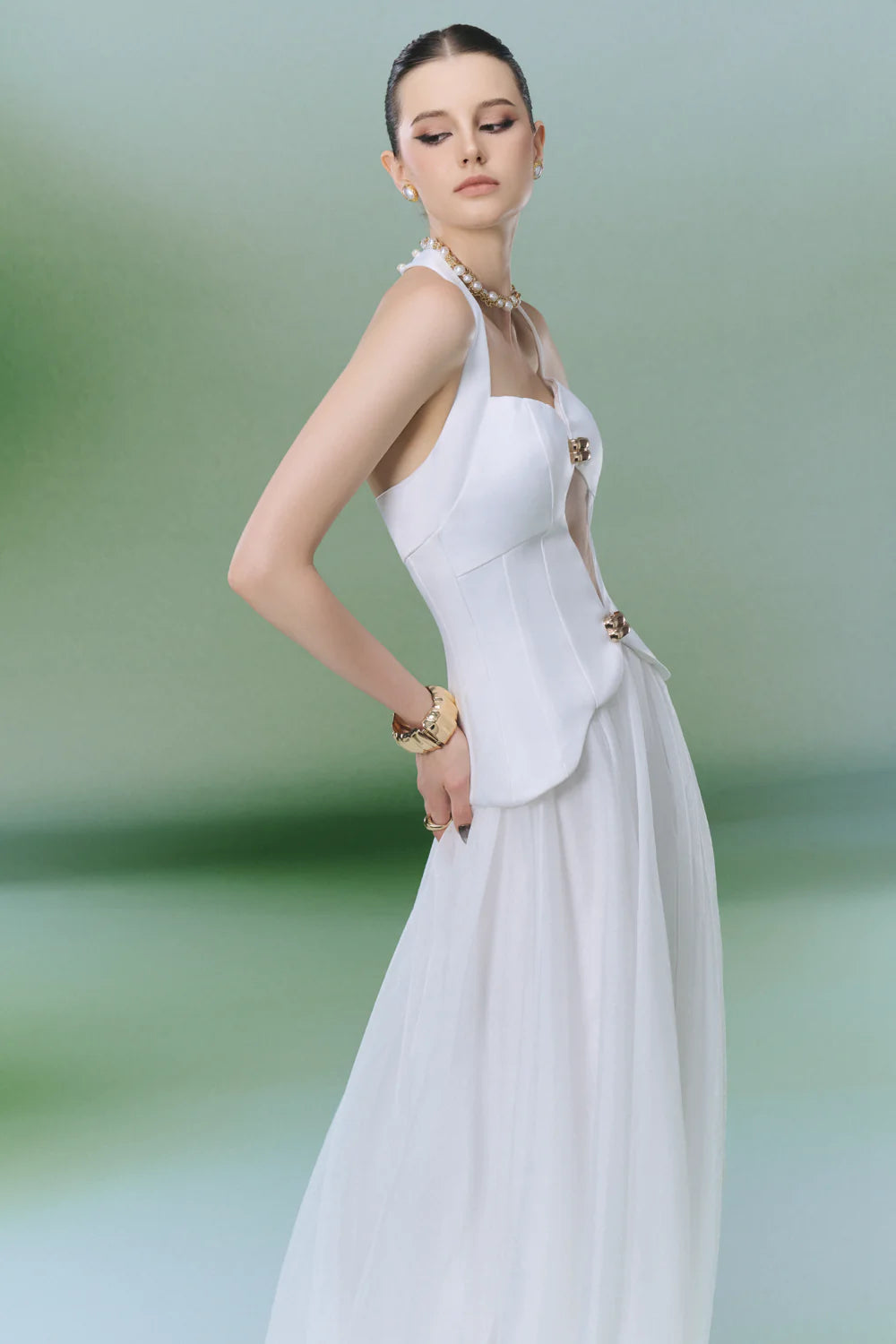 Alissa Halter Metal Maxi Dress