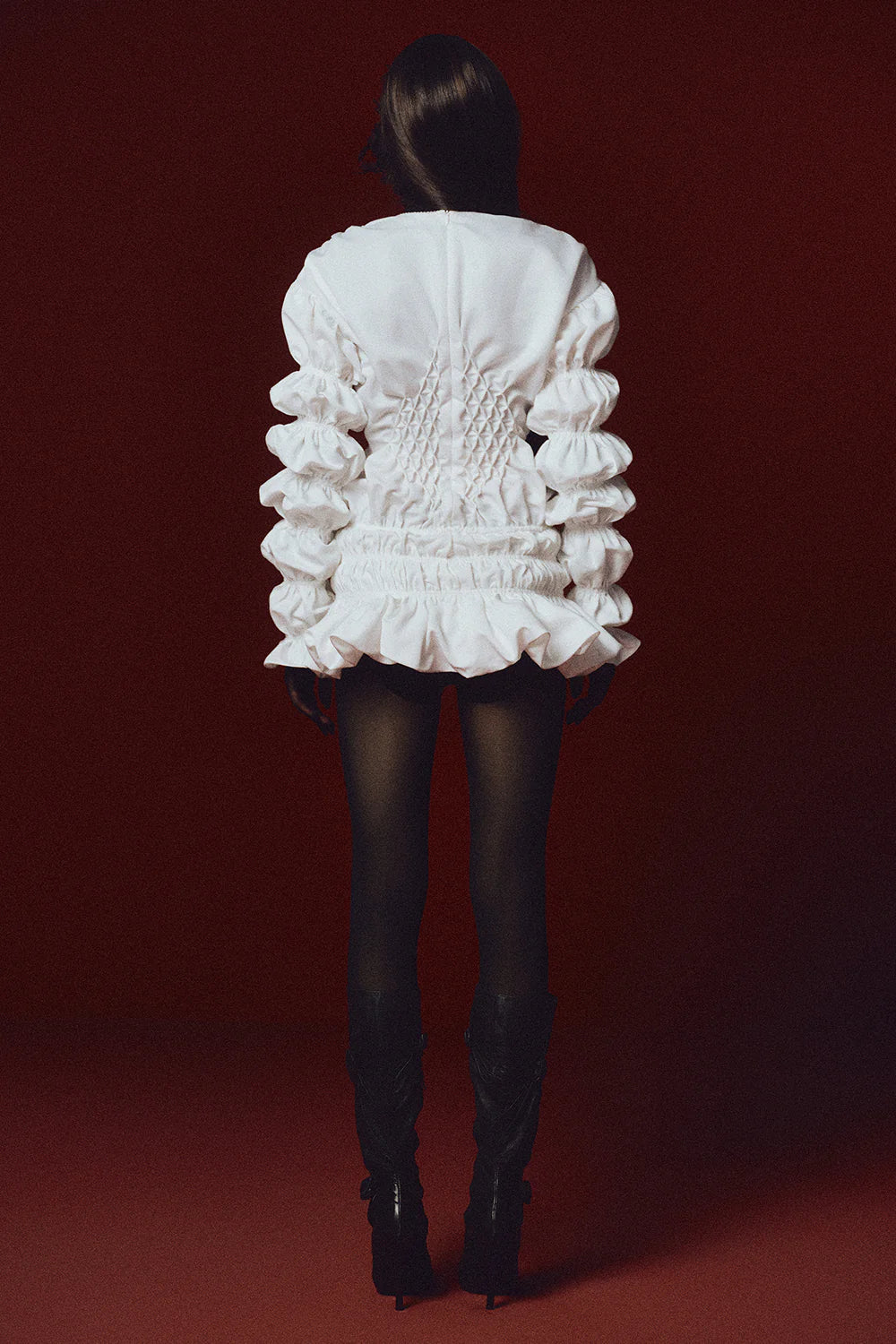 The Swan of Avon Peplum Smocking Mini Dress