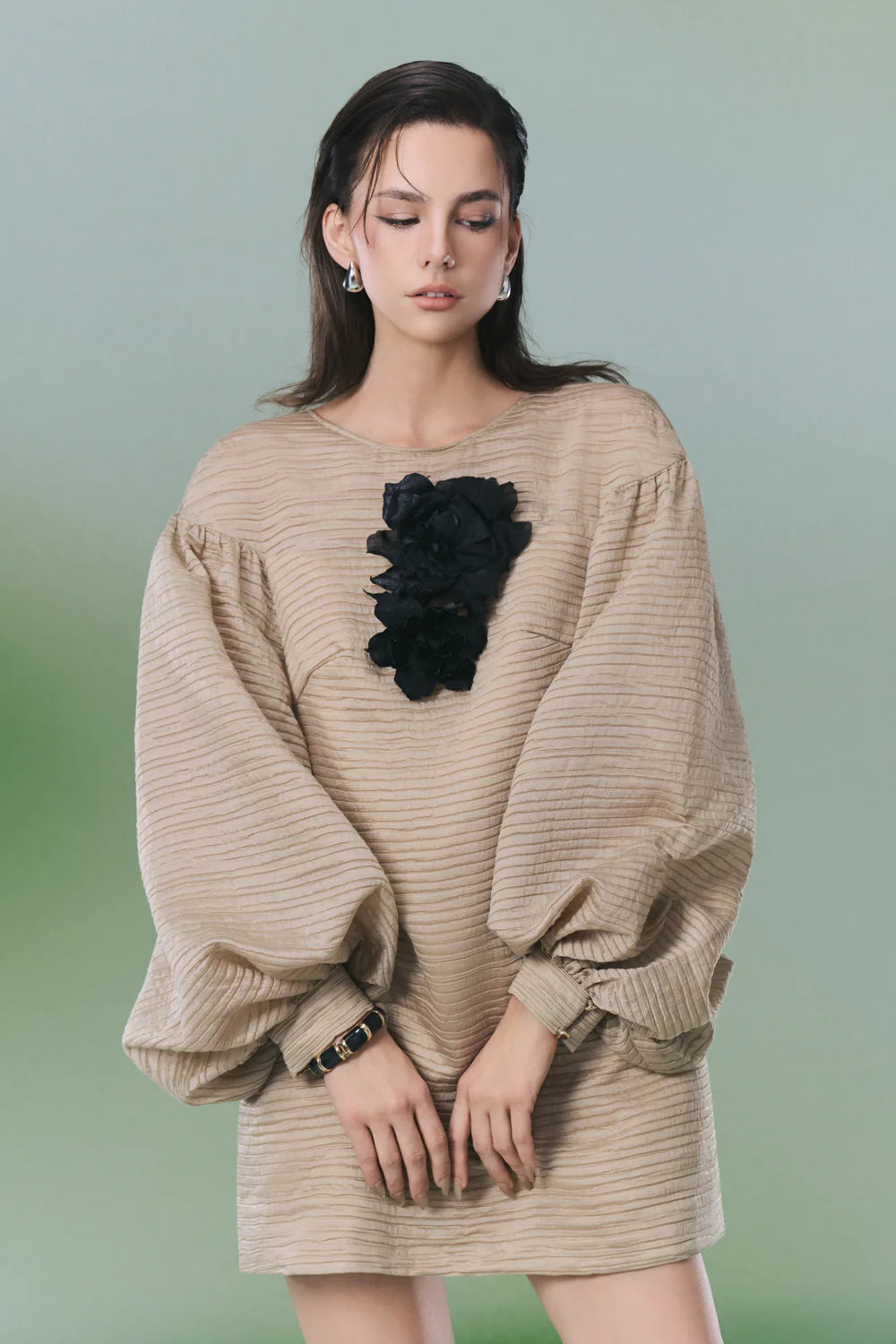 Collin Bishop Sleeve Applique Mini Dress