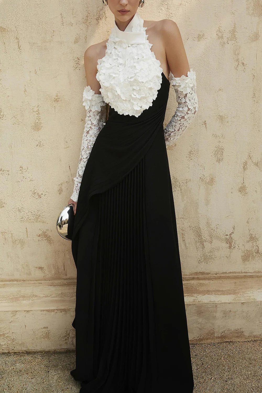 Hamilton Halter Neck Pleated Maxi Dress