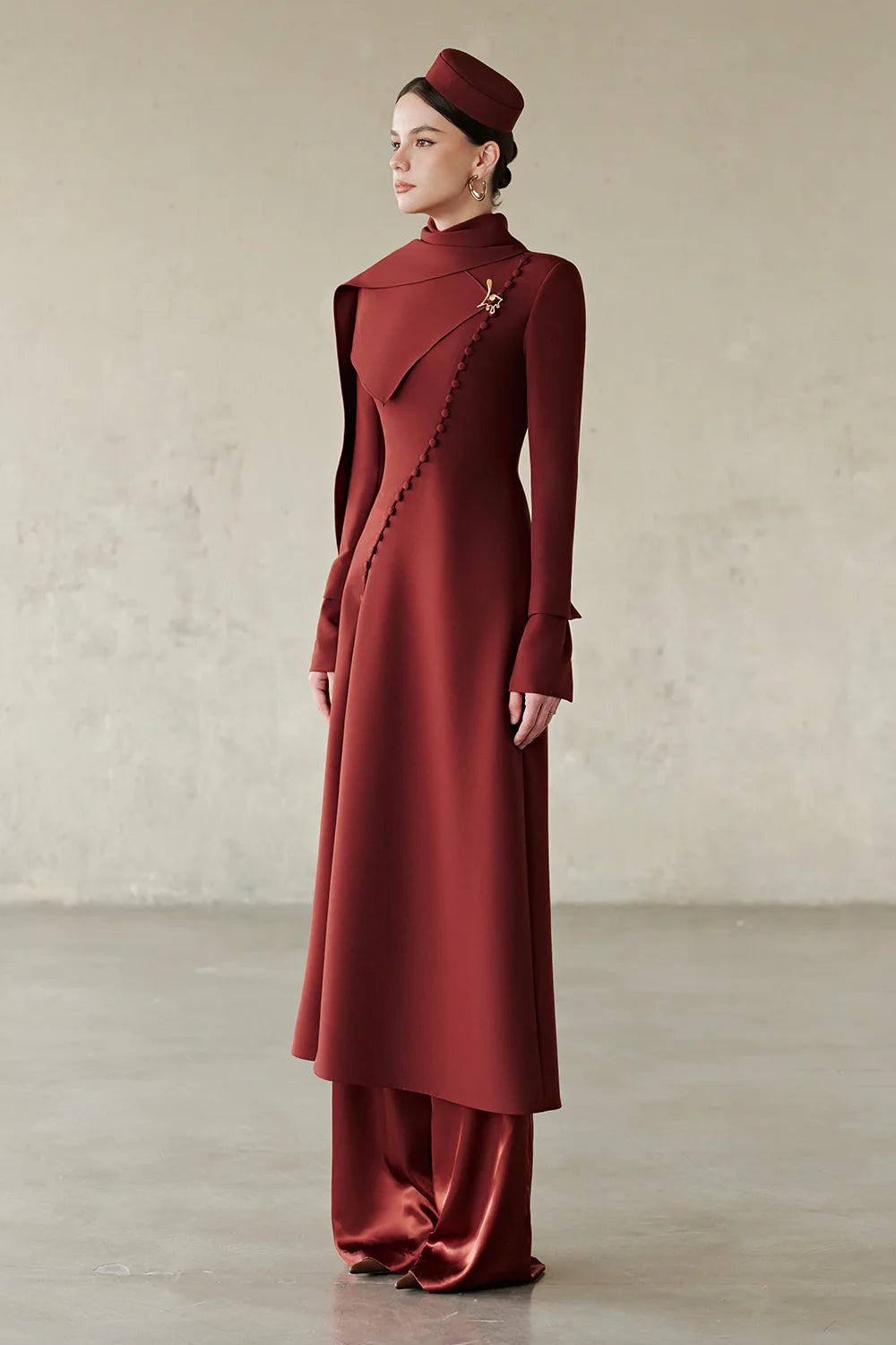 Callum Scarf Button Midi Dress