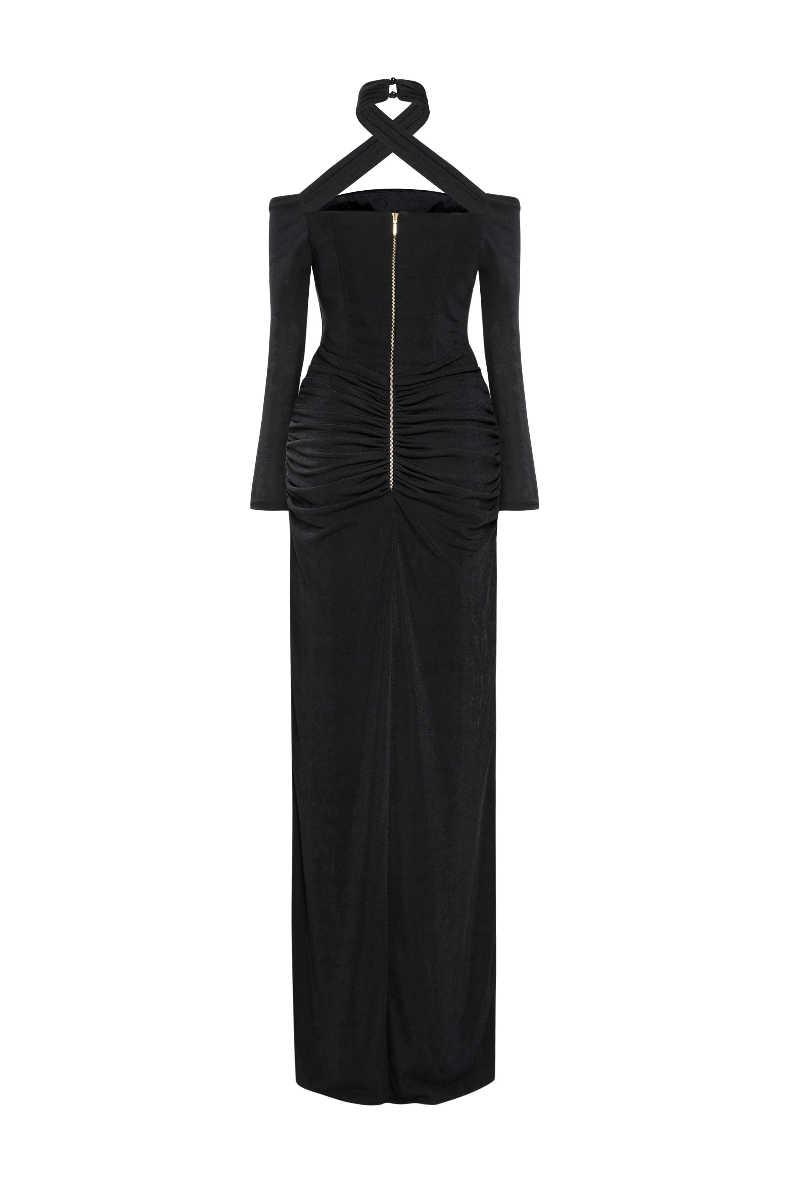 Maelis Sheath Crossover Neck Spandex Maxi Dress