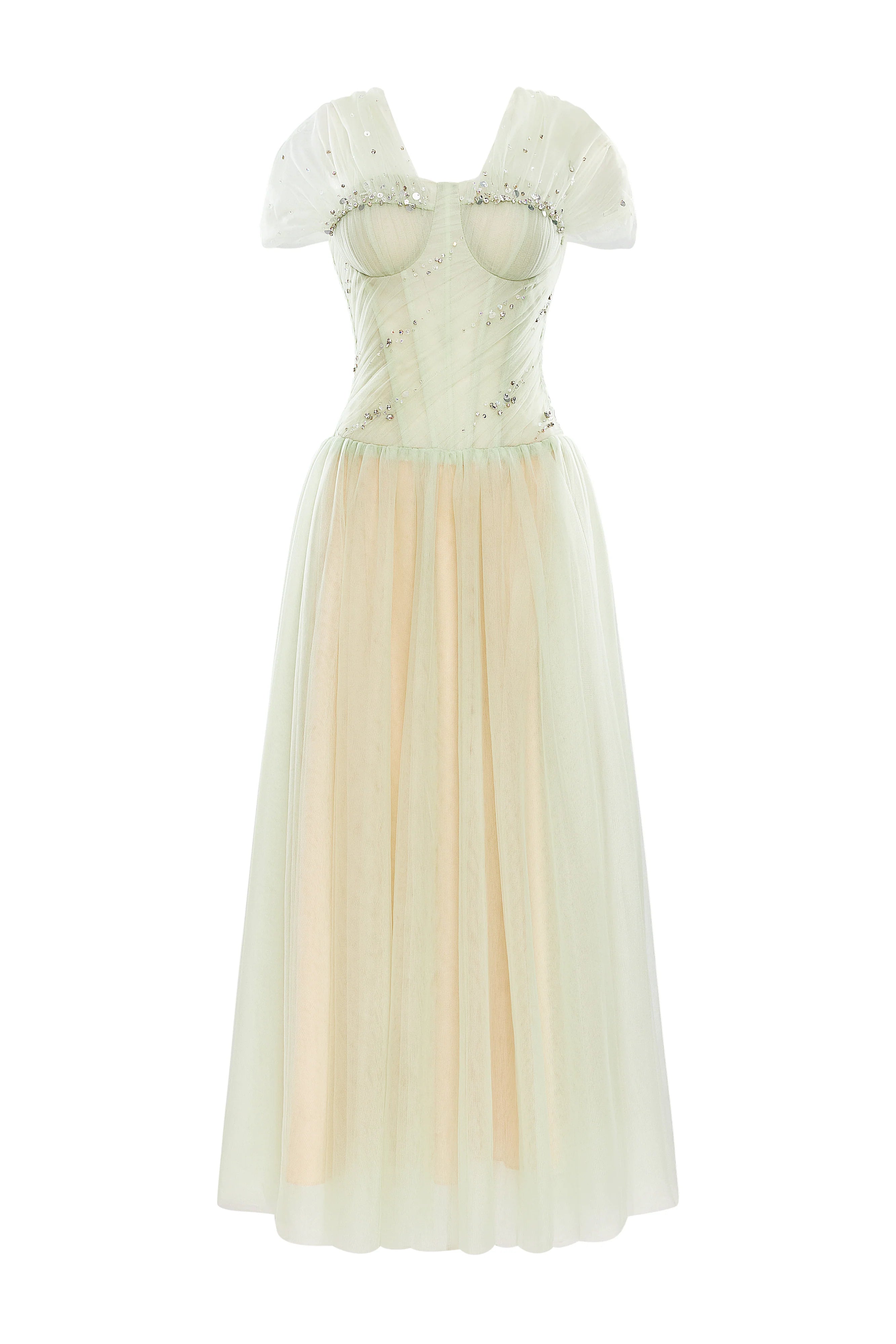 Mirelle A-line Stone Tulle Maxi Dress
