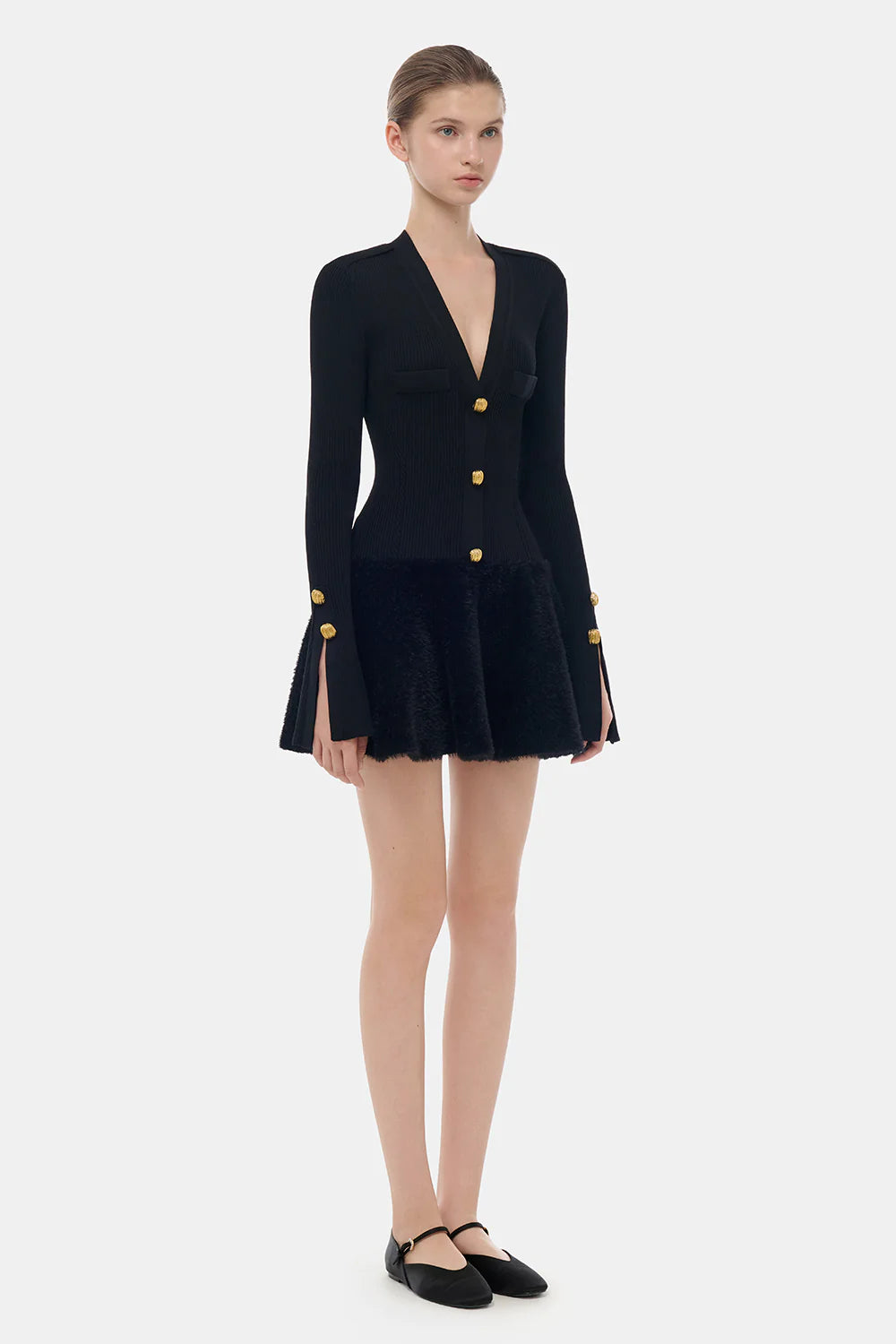 Jacqueline V-Neck Button Mini Dress