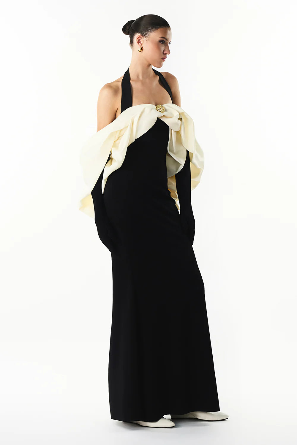 Divora Halter Draped Maxi Dress