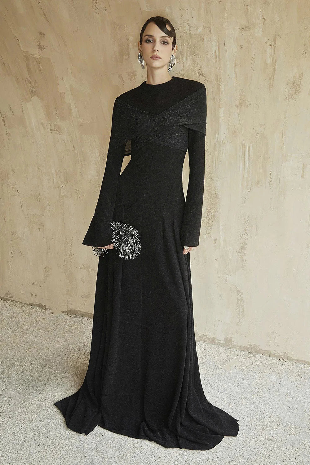 Delphi II High Neck Draped Maxi Dress