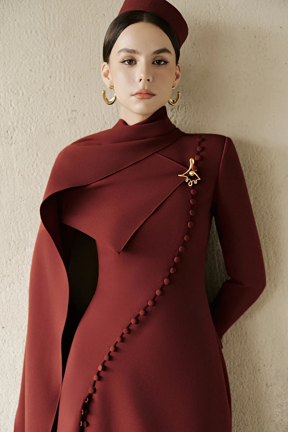 Callum Scarf Button Midi Dress