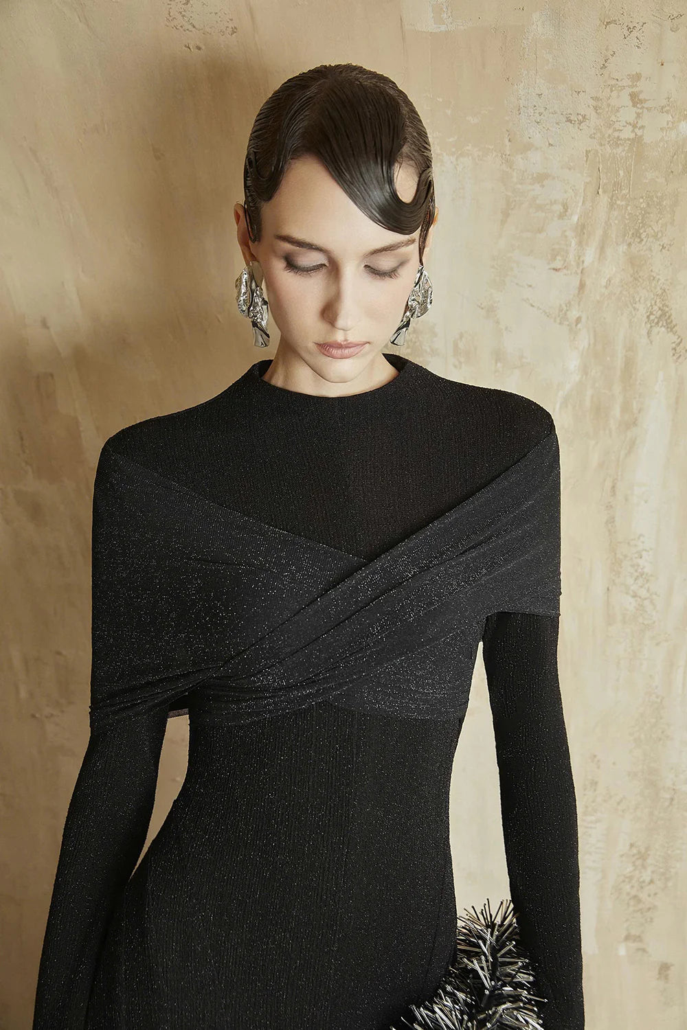 Delphi II High Neck Draped Maxi Dress